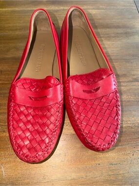 Robert Zur Red Woven Leather Slip-On Loafers